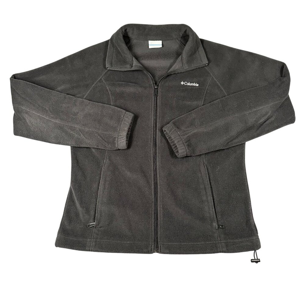 Columbia Womens L Benton Springs Gray Fleece Full Zip Jacket Long Sleeve Pockets